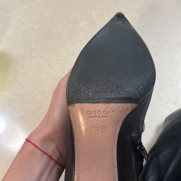 LIMITED!!! Gucci Black GG LEATHER BAMBOO HEEL ROSE GOLD KNEE BOOTS,37.5 - Picture 7 of 14